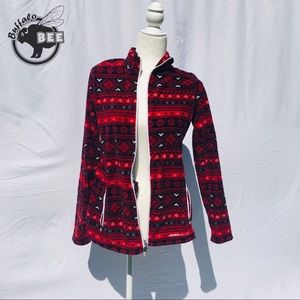 Eddie Bauer full zip up red and black fleece sizeM